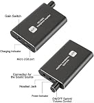 Greensen Portable Rechargeable Headphone Amplifier Aluminum Alloy 3.5mm HiFi Earphone Amp with Bass Control Two Stage Gain 16 to 300 Ohm for Phone PC MP3