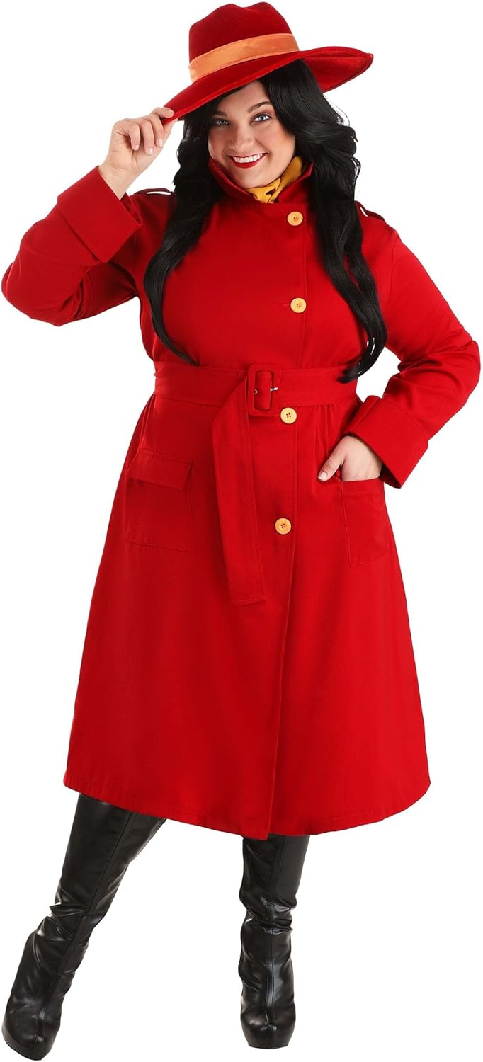 Fun Costumes Women's Carmen Sandiego Costume Gabardine Trench Coat, Epaulets, Belt