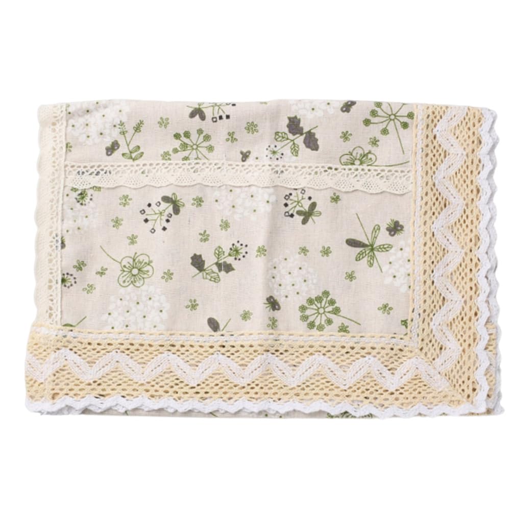 GORGECRAFT 100×35CM Microwave Oven Top Cover with Storage Pockets Dustproof Cotton Linen Machine Protector Decorative Kitchen Appliance Cover for Decor Appliance Dust Control (Old Lace Flower)