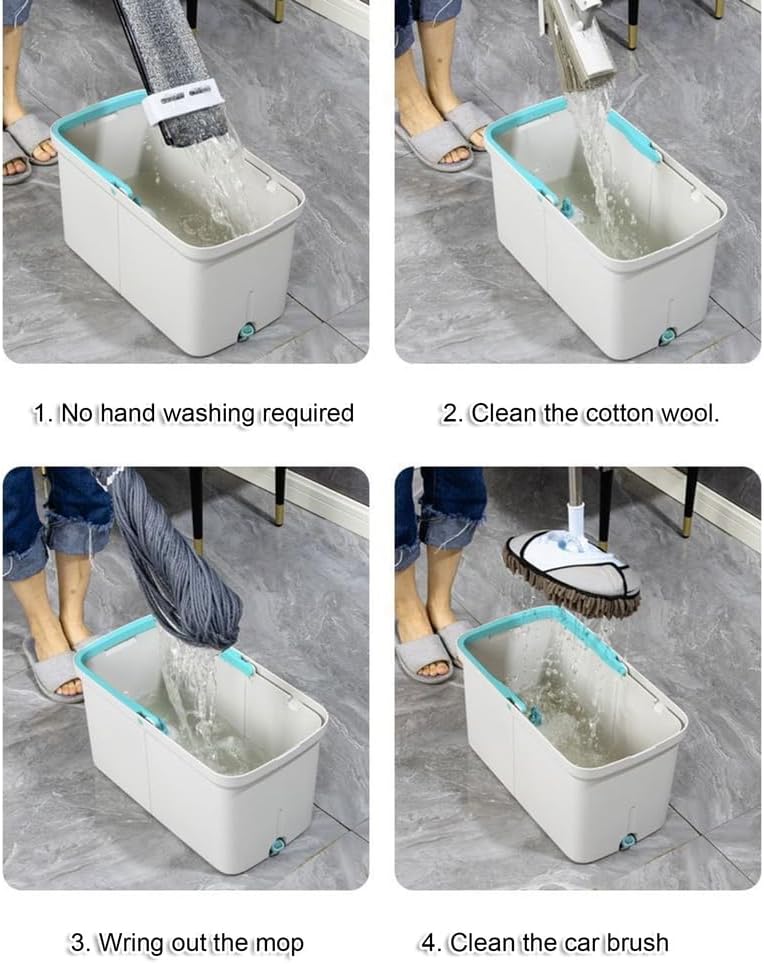 Mops Spin Mop and Bucket with Wringer Set - for Home Kitchen Floor Cleaning - Wet/Dry Usage on Hardwood & Tile - Self Wringing Mop Bucket