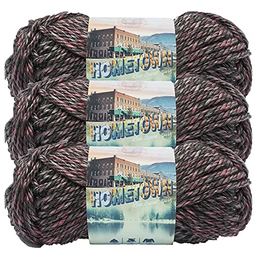Image of Lion Brand Yarn Hometown Yarn, Super-Bulky Yarn for Knitting, Crocheting, and Crafting, 3 Pack, Salem Creek | Super Bulky Acrylic Fiber for Warm Crochet Blankets, Knit Winter Hats, Chunky Cardigans, Soft Scarves, Weaving