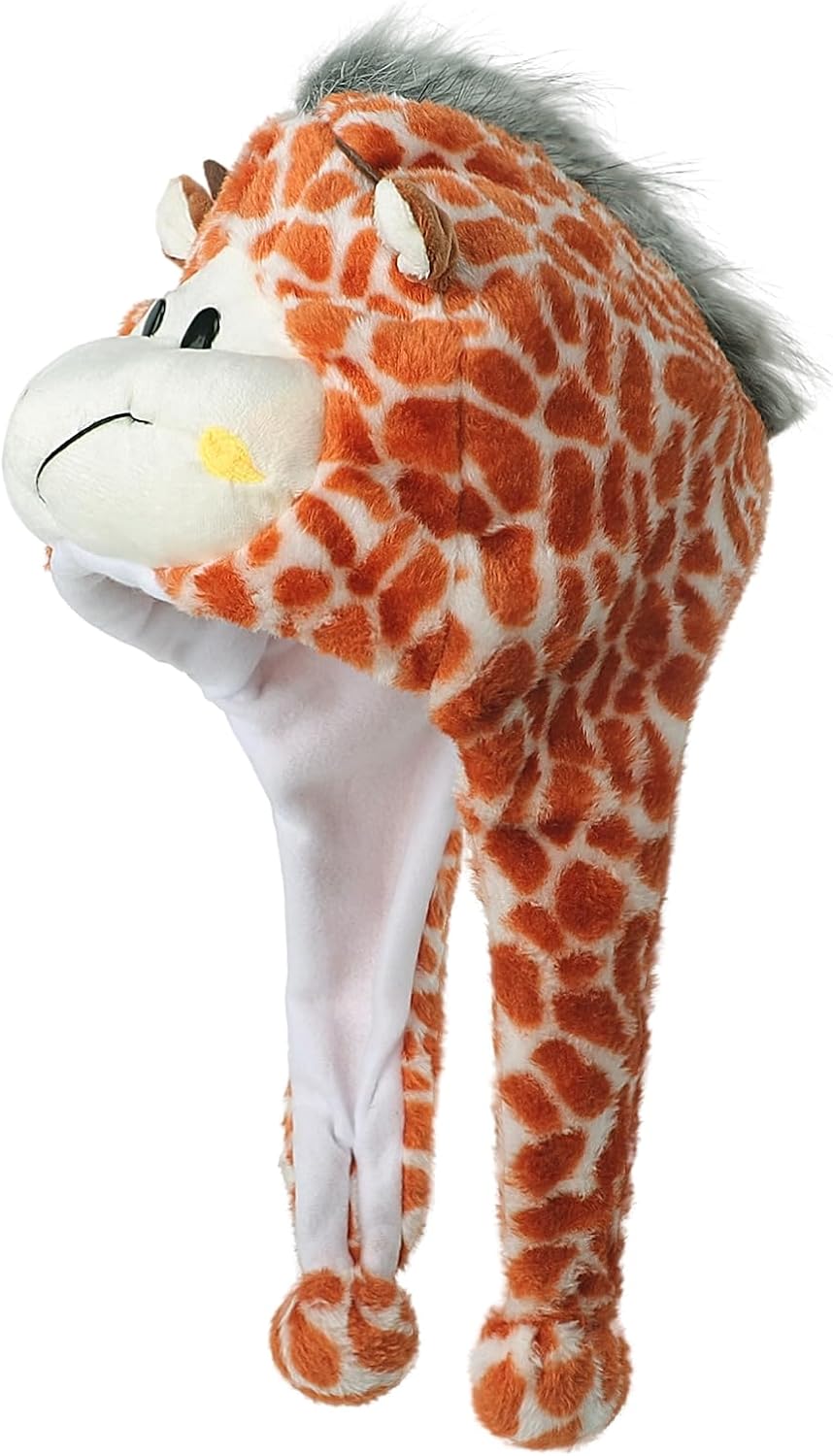 TINAYAUE Cute Animal Plush Hats with Ear Flaps Novelty Animal Furry Hat Funny Party Prop for Birthday Stage Performance Gift
