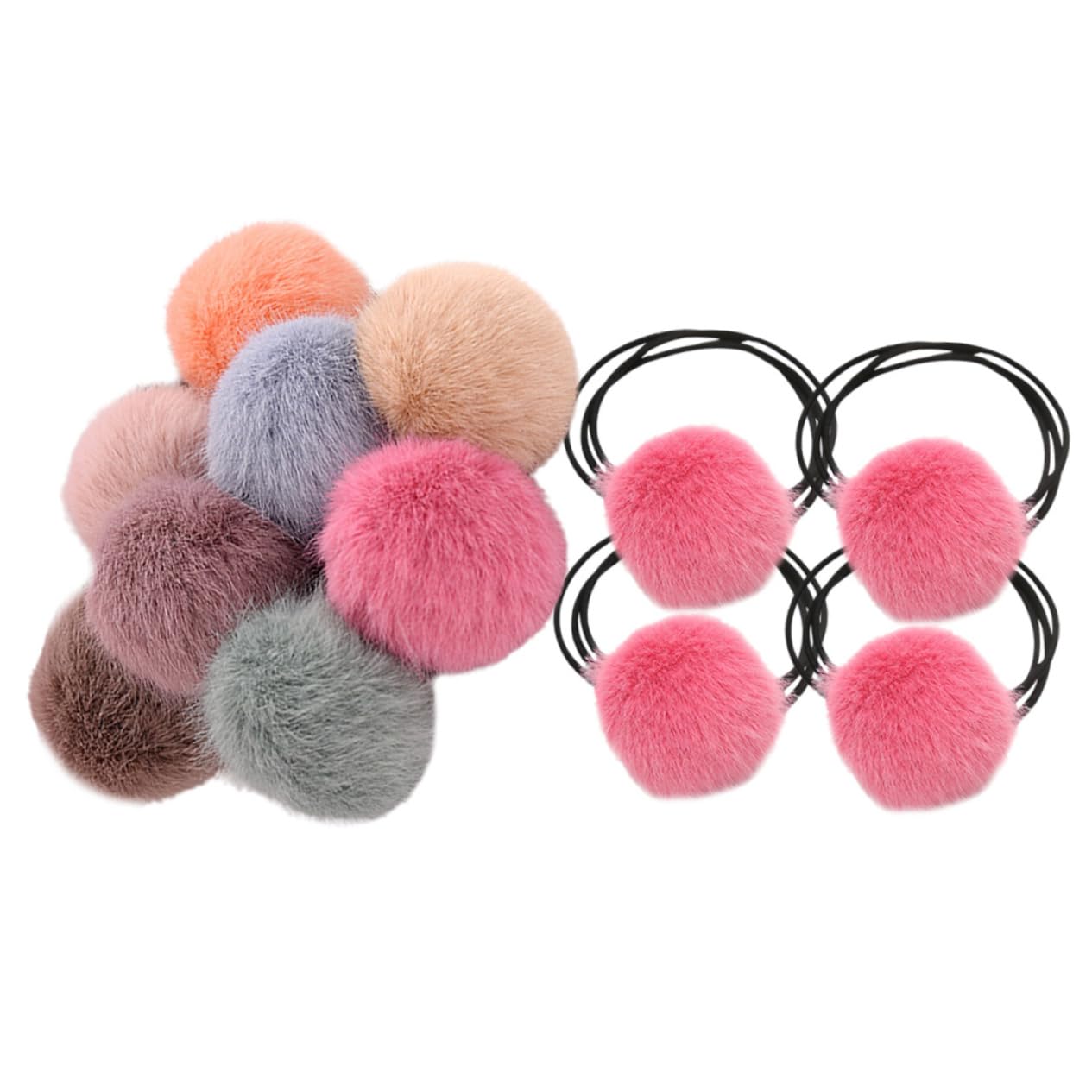 FRCOLOR 60 Piezas goma para el pelo con pompones hair band hair ties lazos para el cabello de las niñas Banda para el cabello de lazos para el cabello para niñas tocado de tela