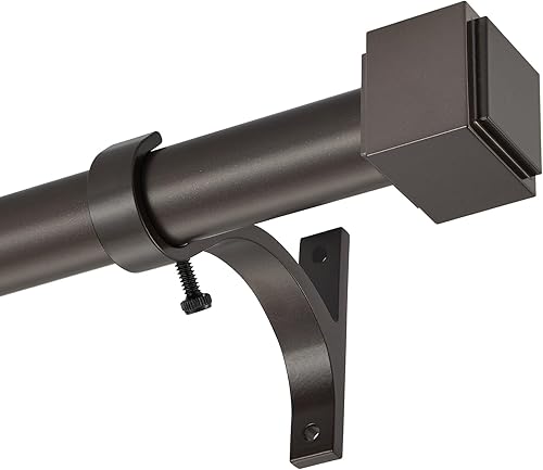 Miniatura 3 de Barra de cortina telescópica de 1 pulgada de 36 a 72 pulgadas, remates cuadrados, bronce