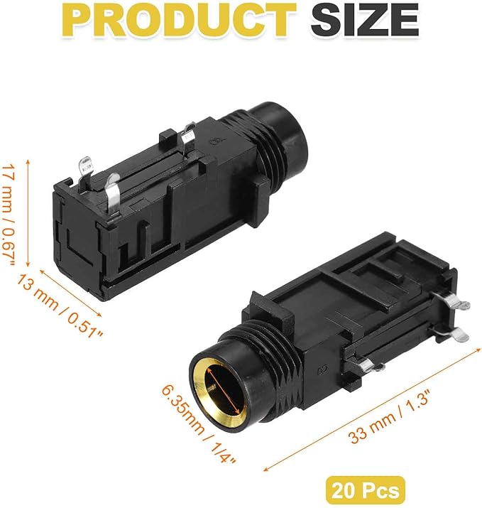 MECCANIXITY 4 Piezas Conector Jack Audio 6.35mm Hembra Chapado en Oro miniatura 2