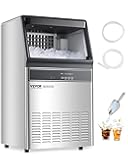 VEVOR 160lbs/24H Commercial Ice Maker, 55 Ice Cubes in 15 Minutes, Freestanding Ice Maker Machine with 33lbs Large Storage Capacity for Bar Office Restaurant, with LED Digital Display & Self-Cleaning