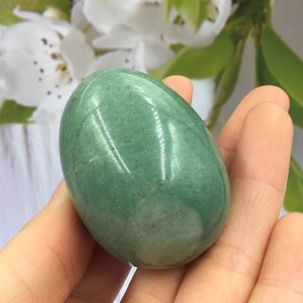 PKNVKZIDK 1pcs Green Crystal Egg-Shaped Ball Gemstone