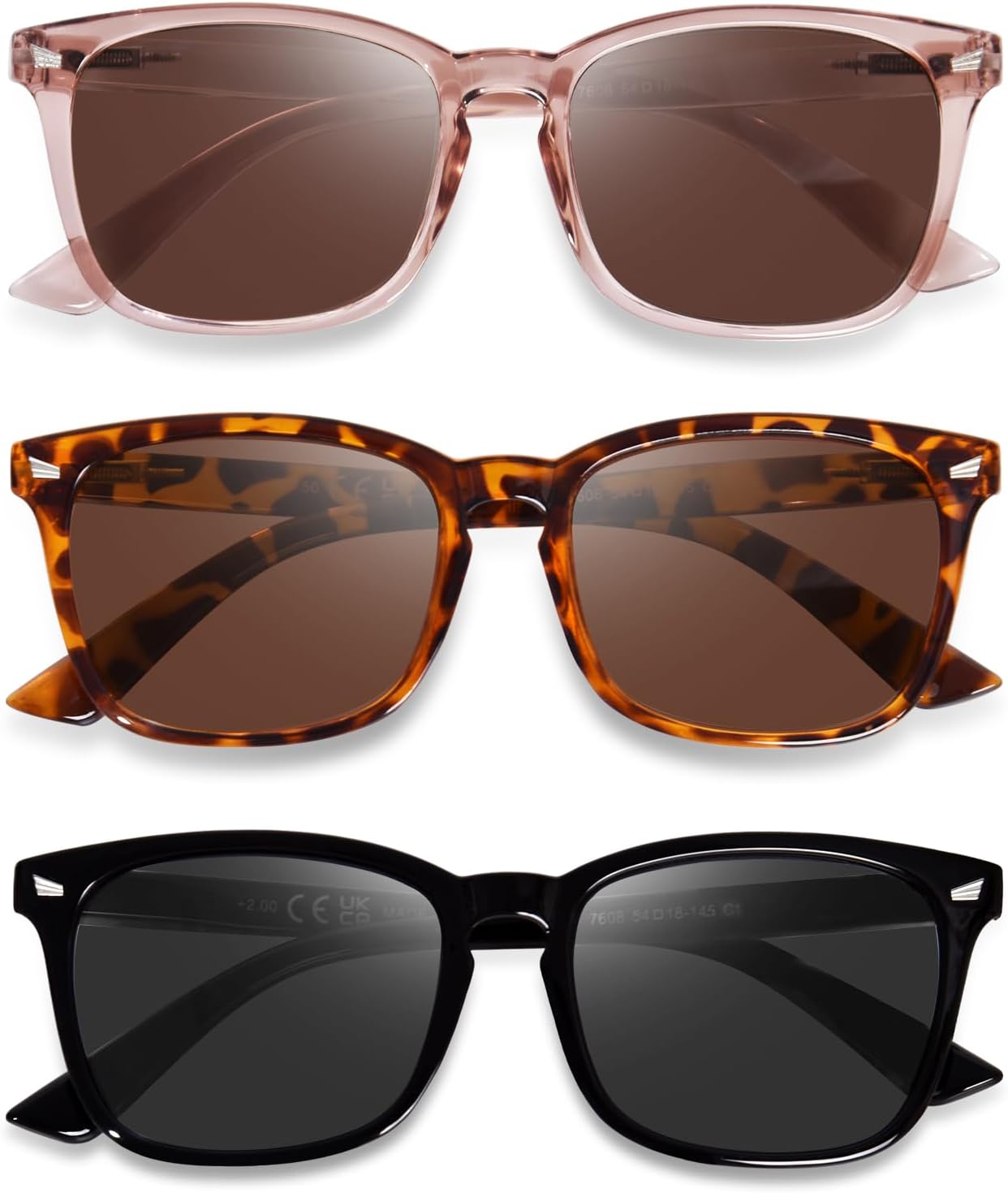 OPTOFENDY Reader Sunglasses for Women Men, Full Lens Outdoor Reading Sunglasses with Spring Hinge, UV400 Protection, 1.5