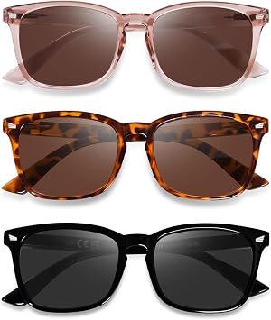 Reader Sunglasses for Women Men, Full Lens Outdoor Reading Sunglasses with Spring Hinge, UV400 Protection, 1.0