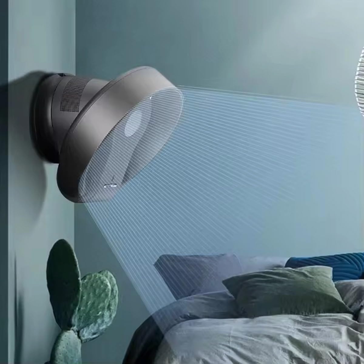 Bladeless Wall Mounted Fan 14in Bedroom Wall Fan With Remote Control/timer Desk Fan For Patio, Greenhouses, Warehouses And Shops Rated Power 26 W 7 Adjustable Levels(White)