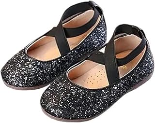 Zapatos Princesa Zapatos de princesa for niñas, bailarinas de baile de suela suave, calzado bonito rosa brillante de tres colores for niños 26-35 para Fiestas, cumpleaños(Black,34(insole 21cm))