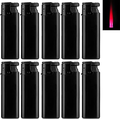 Turbo Sturmfeuerzeug Black ZS 1-10, ROTE Flamme Gas Jet Flame Lighter (10x Schwarz (10 Feuerzeuge))