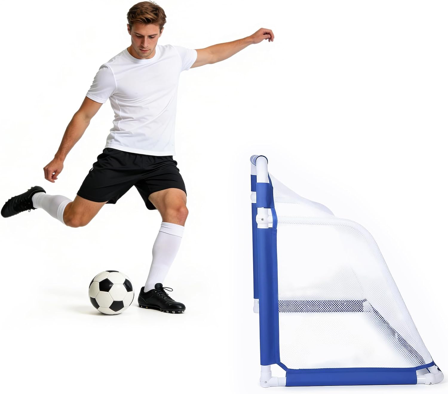 Generic 5x3 FT Portable Soccer Goal Foldable Soccer Net for Youth Backyard Park Field Football Net Training Equipment for Practice Outdoor Sports Game