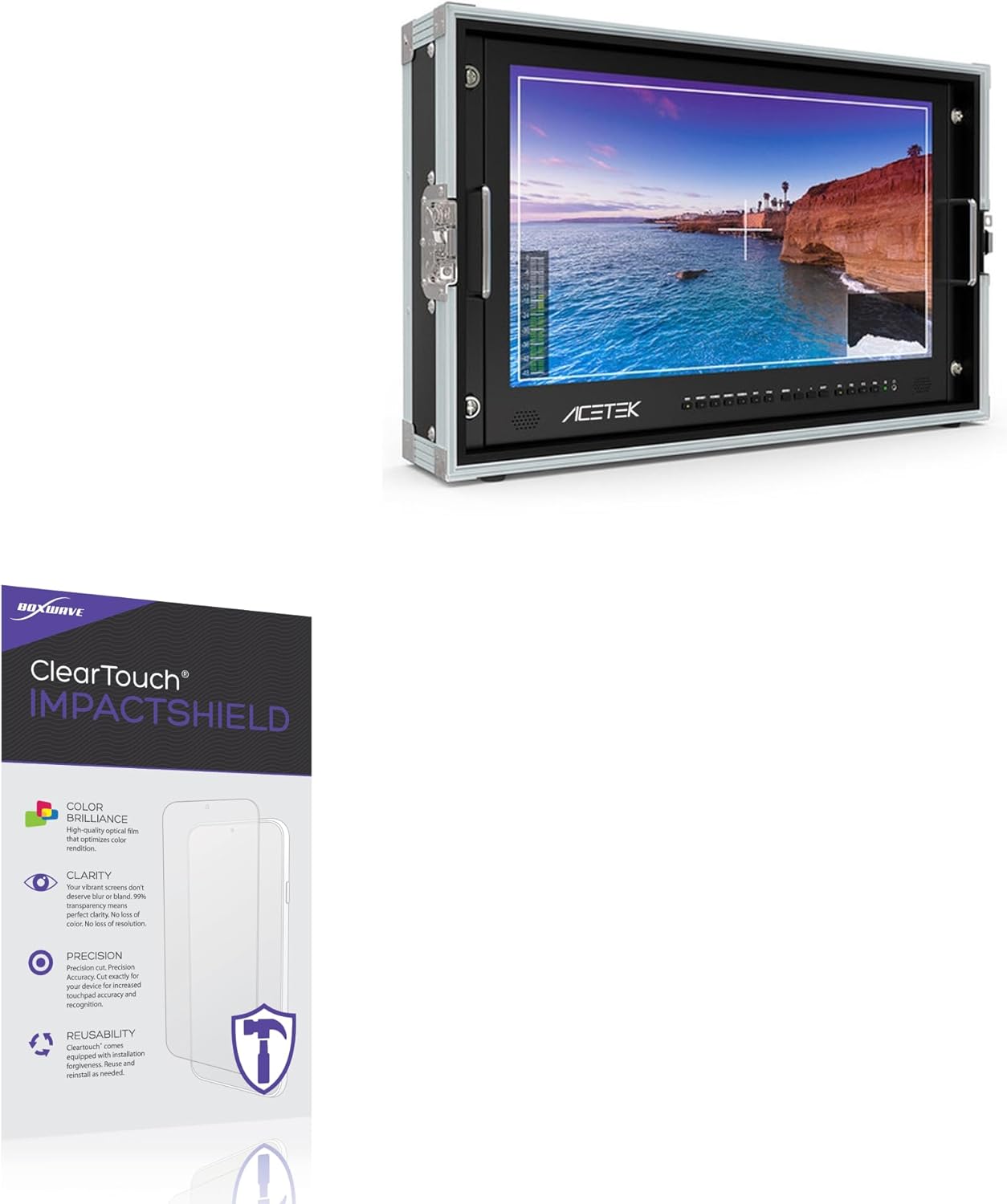 BoxWave Screen Protector Compatible With Acetek HDX-156-12G - ClearTouch ImpactShield (2-Pack), Impenetrable Screen Protector Flexible Film