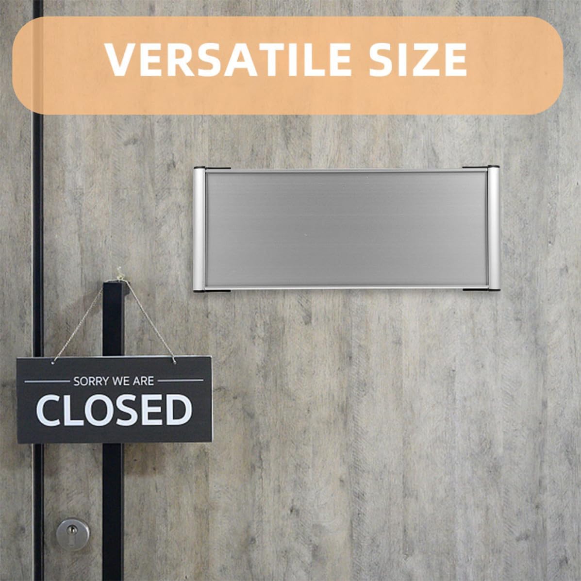 Ipetboom 2pcs Aluminum Name Plate Holder Wall Mount with Double Sided Tape for Office and Business, Versatile Identification Signs, Sleek Silver Aluminum Alloy with 12x28 Double and Single