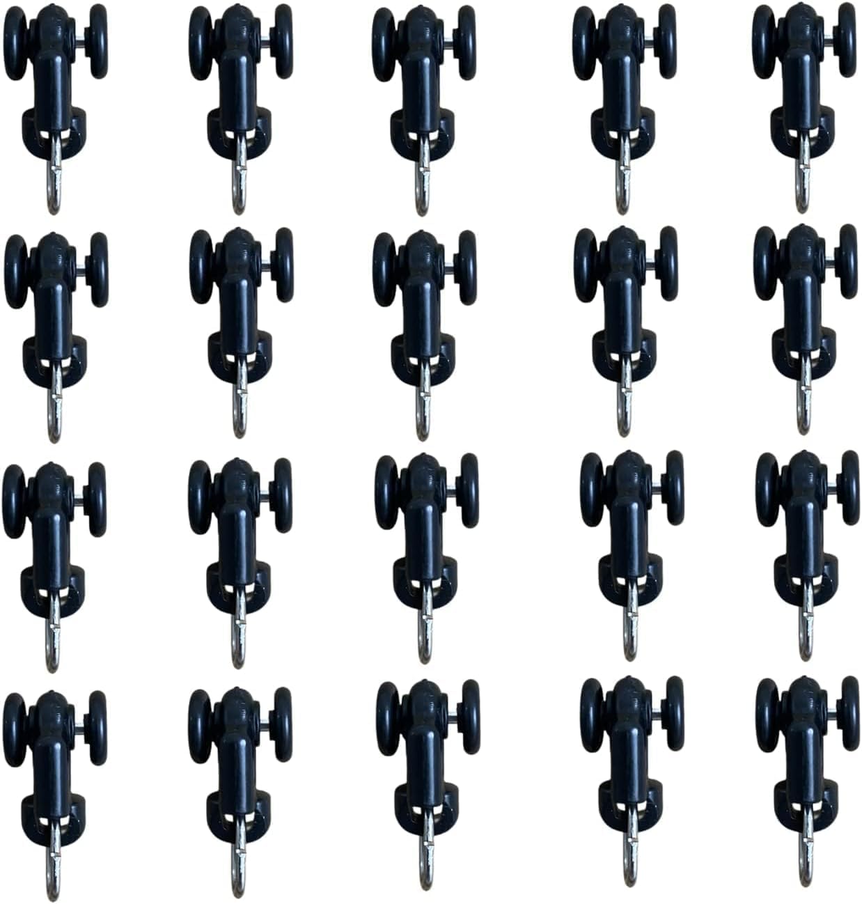 Curtain Glider Track Rail Runners Mute Wheel Rollers Heavy Duty Curtains Tracks Pulley 20PCS,Black