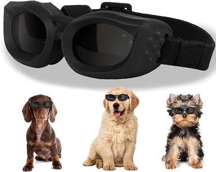 Dog Goggles Small Breed, UV/Wind/Dust/Fog Protection Pet Sunglasses with Adjustable Strap,Outdoor Dog Sunglasses for Small Dogs,Easy Wear
