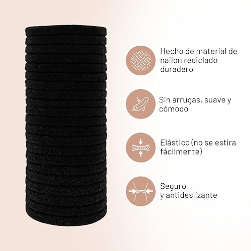 Miniatura 2 de Kitsch Lazos de nailon para el cabello sin daños, bandas elásticas para el cabello para una sujeción fuerte durante todo el día, soportes para cola