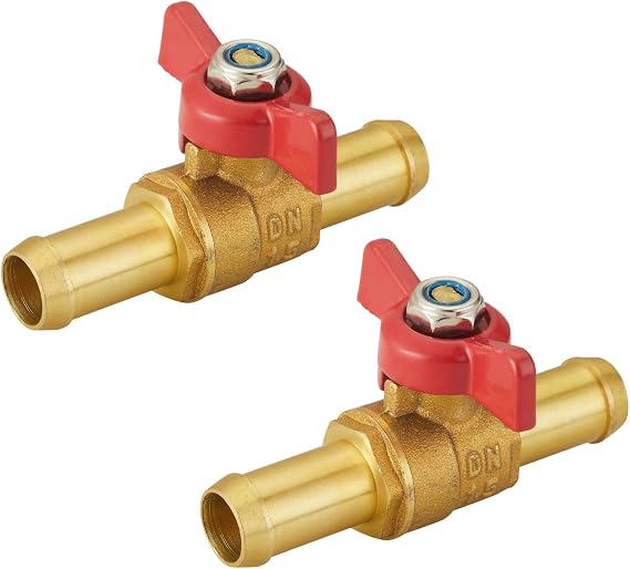 1 Barb PEX Valve, 1 inch OD Brass Ball Valve with Butterfly Handle, 90 Degree Turn, Full Port, 1pc