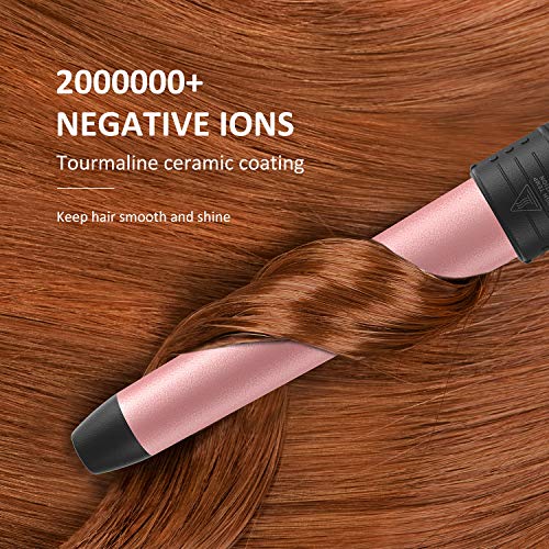 ATMOKO 5 in 1 Curling wand set,Wand Curling Iron Set with 5 pcs Interchangeable Curling Wand Ceramic Barrels, Pro Hair Wand for Beach Loose Wavy with Heat Resistant Glove and Hairpin