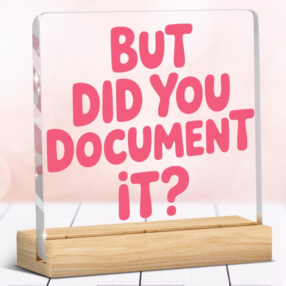 Pink Office Decor Funny Office Desk Sign Farmhouse Acrylic Sign for Tabletop Cubicle Shelf Desk Accessories but Did You Document It Acrylic Sign for Coworker Teammate Employee Boss