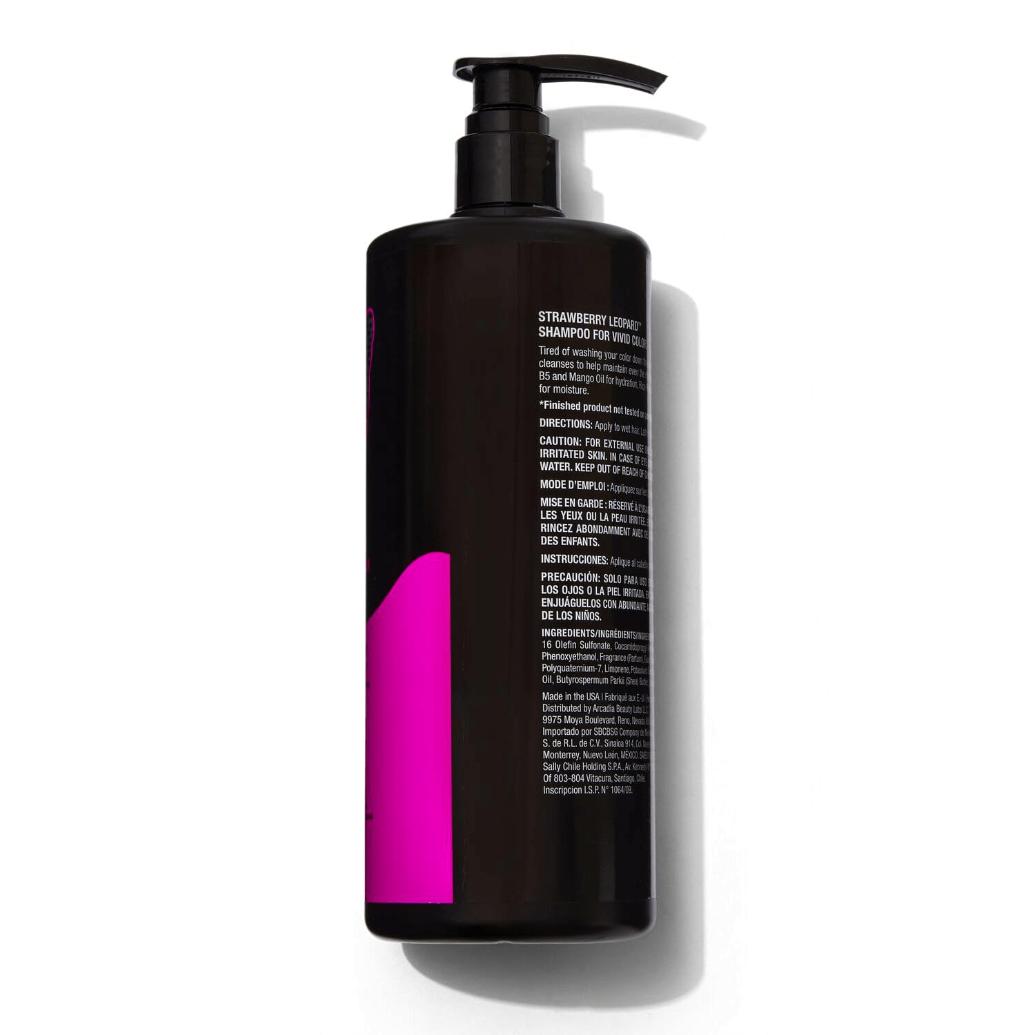 Strawberry Leopard Shampoo for Vivid Color, Repairs and Rejuvenates Hair, All Hair Types & Textures, Vegan, Gluten, CrueltyFree, 33.8 Fl Oz