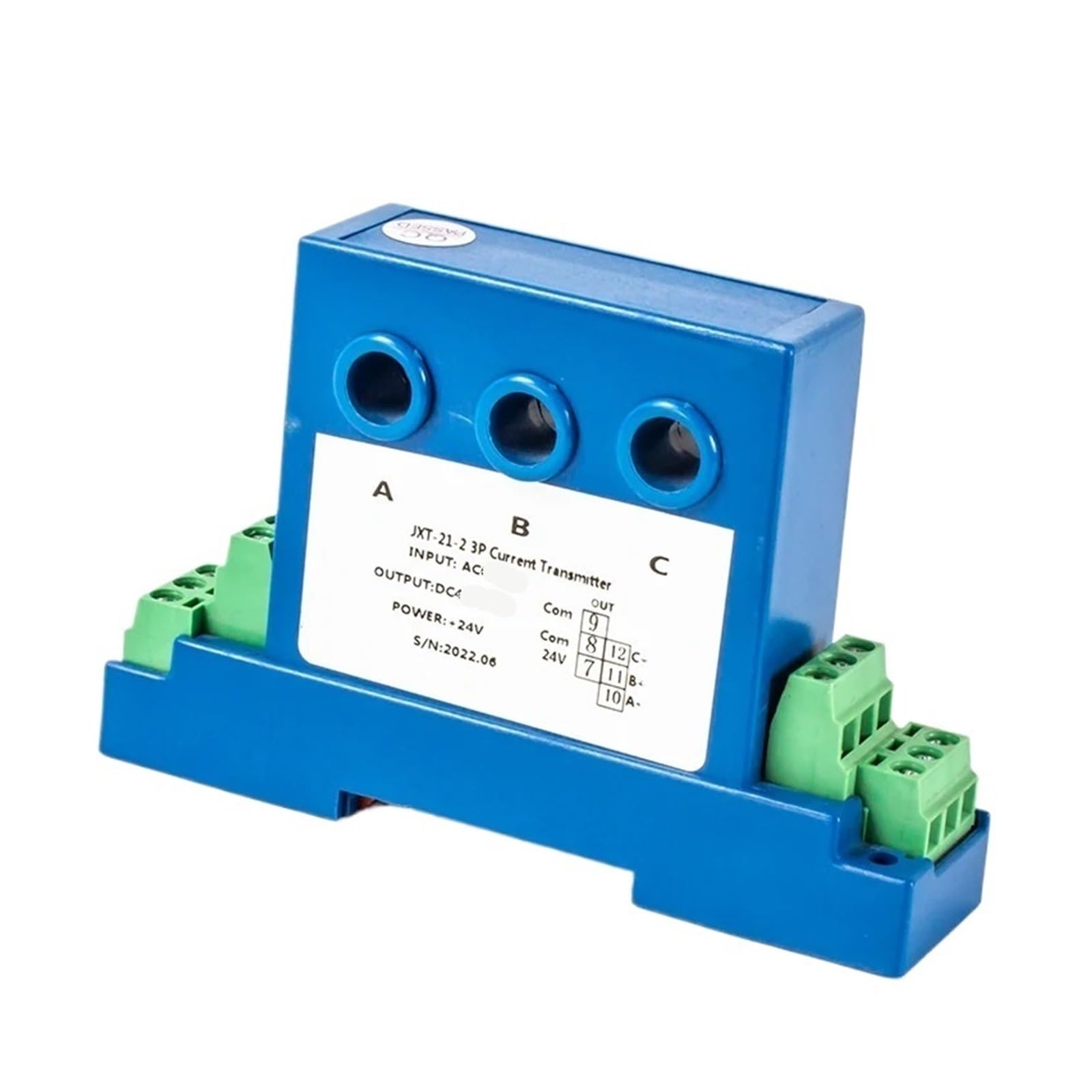 PXQCHAVLN Three-phase current sensor 0-1A 0-10A 0-30A to output RS485 three-phase AC current transmitter DC24V(Input Ac 0-30a)