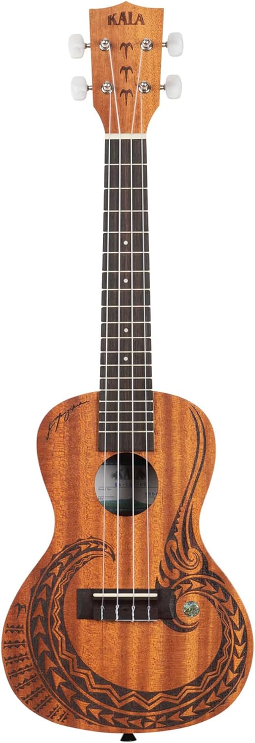 Kala Courage Mahogany Concert Ukulele - Bundle With Gig Bag, Tuner, Strap, Strings, and Austin Bazaar Polishing Cloth
