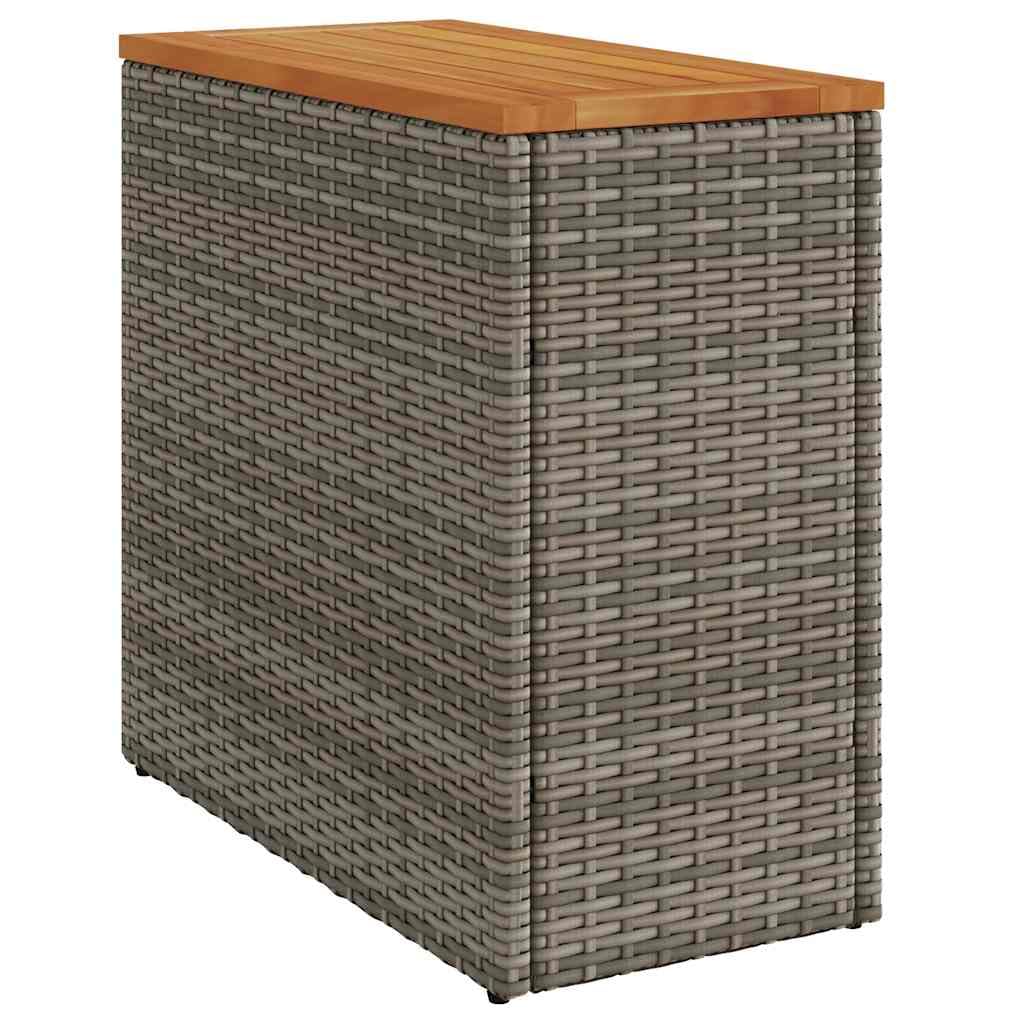 SYDE Stół pomocniczy ogrodowy rattanowy PE szary drewno akacjowe 58x27,5x55 cm