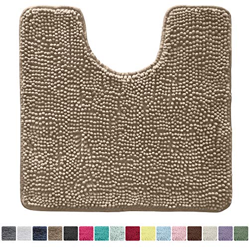 Kangaroo Original Shaggy Chenille Toilet Bath Rug, Oval U-Shape Contour Mat for Toilet