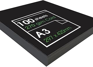 Artway Enviro A3 Cartulina Negra - 100 Hojas de 270gsm Cartulina / Papel Negro Reciclado