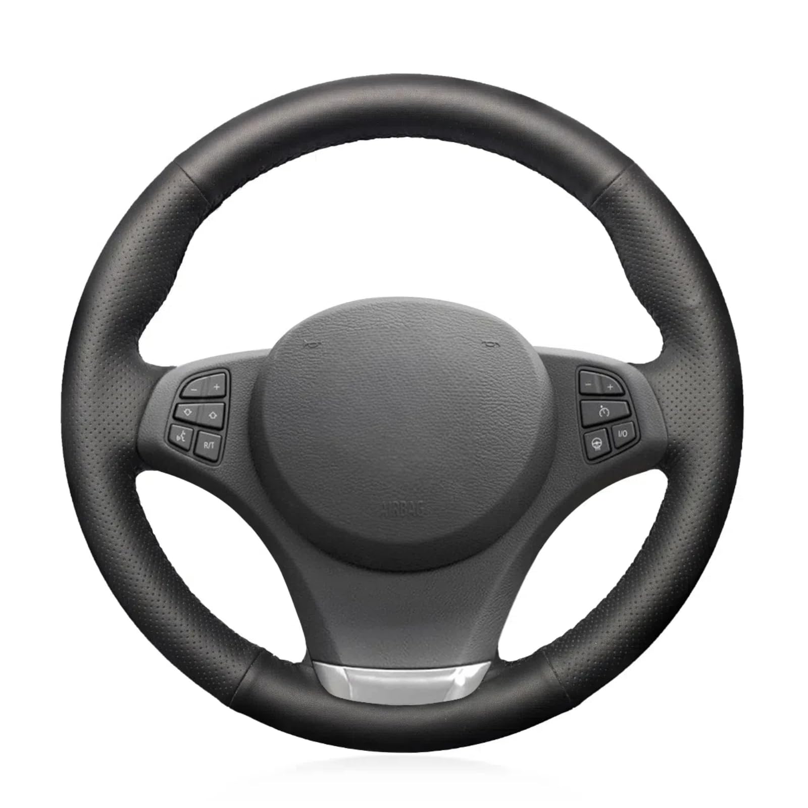 MEWANT Passgenauer Lenkradbezug zum Nähen für BMW X3 | BMW X3 E83 2007-2010 / X5 E53 2000-2006 / Lenkradzubehör / BMW X3 X5 / schwarzem Mikrofaser-Leder Atmungsaktiv Langlebig