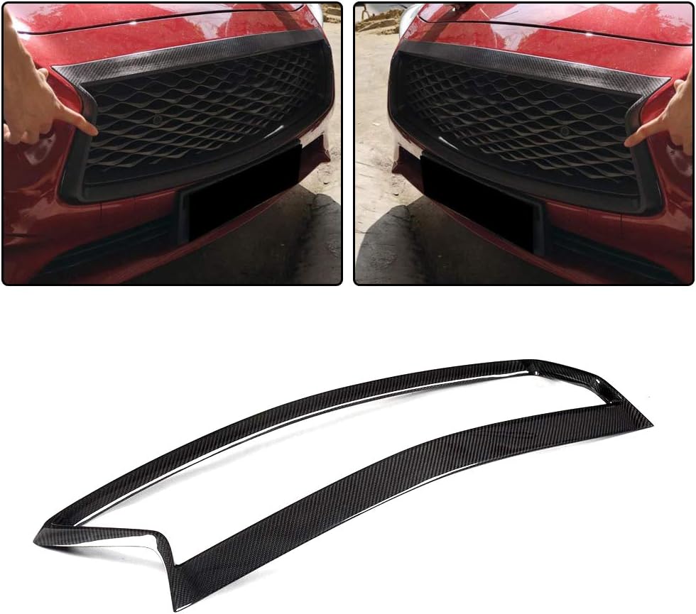 fits for Infiniti Q50 Q50S CF Front Bumper Grill Outline Trim Cover Overlay Carbon Fiber 2018-2019