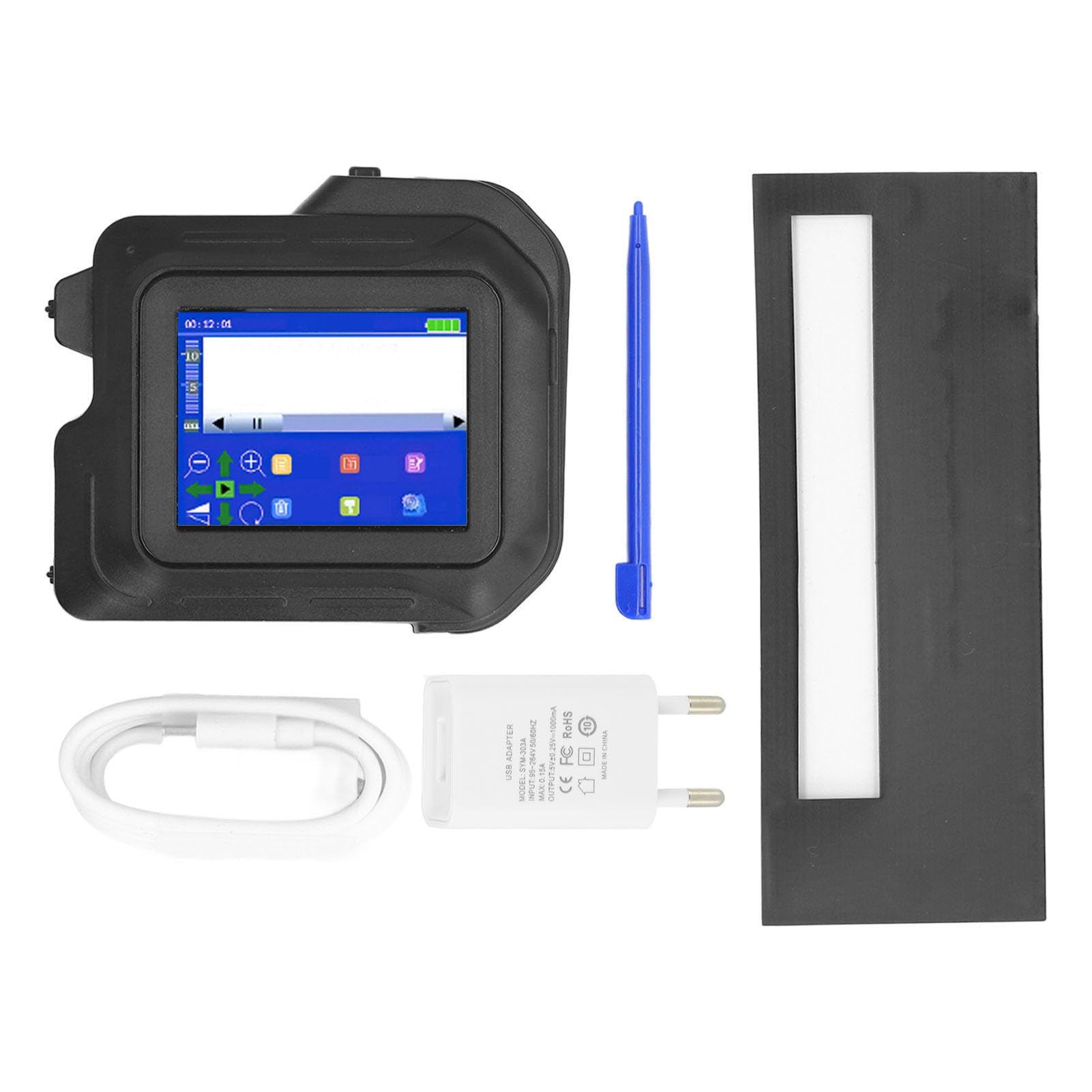 Domary Stampante a Getto D'inchiostro Portatile Touch Screen da 4,3 Pollici | Impugnatura Ergonomica in ABS, 600 Dpi, Stampa di Codici QR su Legno/plastica/pelle, per App di Modifica /iOS