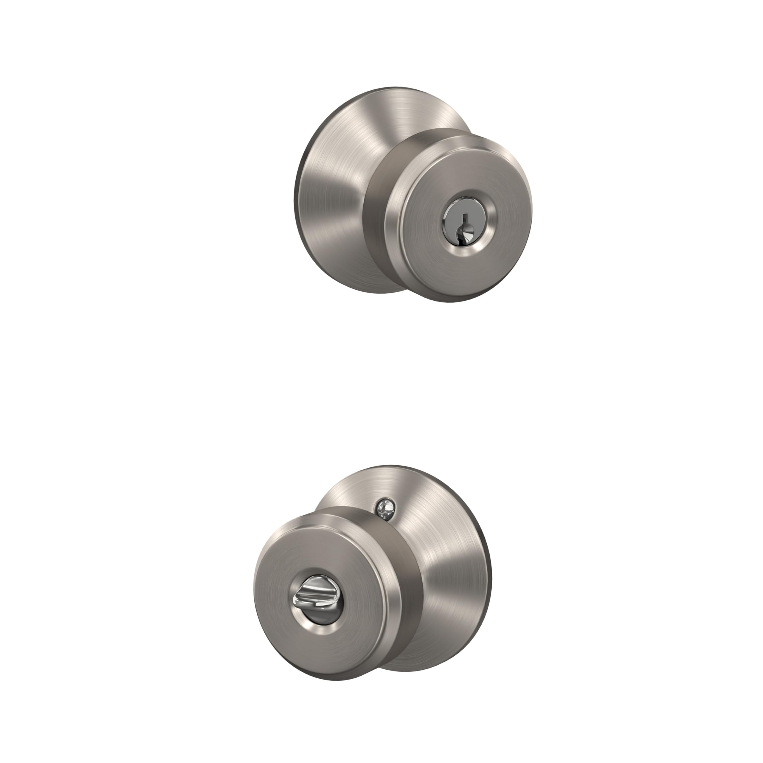 SCHLAGE Bowery Keyed Entry Door Knob, Interior/Exterior, Satin Nickel