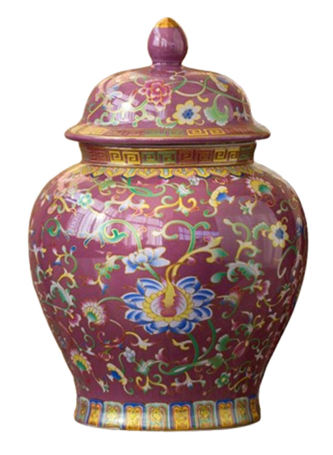 NHDVDVAV Ceramic Ginger Jars with Lid, Enamel Hand-Painted Storage Container,Tea Canister Decorative Jar for Kitchen, Living Room, Dining Tabletop or Bookshelf,B