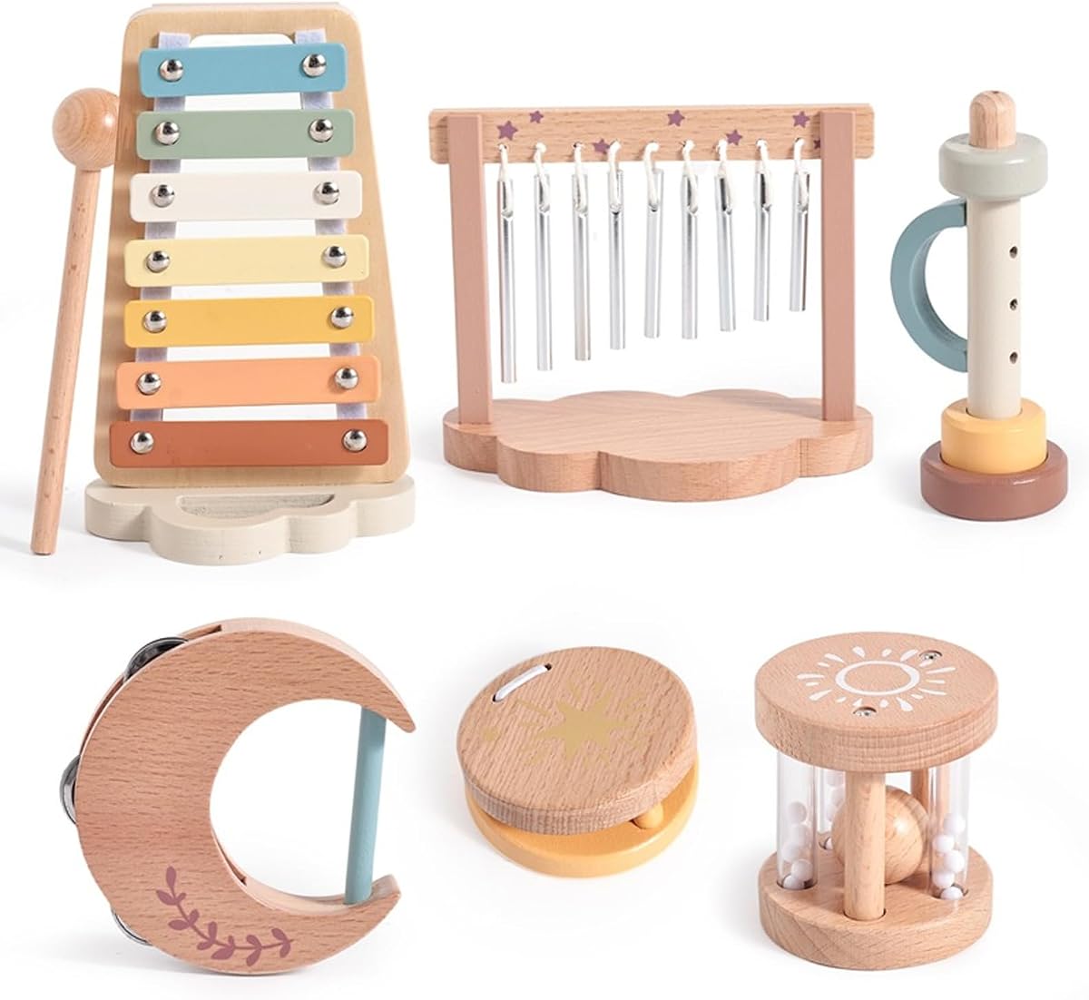Instrumentos musicales Montessori para bebés, xilófono de percusión de madera, juguetes musicales para niños pequeños, juguetes sensoriales para niños preescolares educativos, regalo de cumpleaños para mayores de 3 años