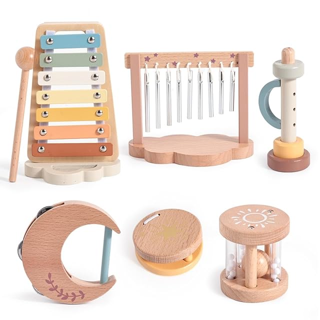 Baby Montessori Musical Instruments Wooden Percussion Xylophone Musical Toys for Toddlers Sensory Toys for 18 Month Old Kids