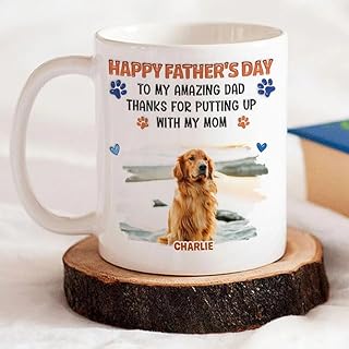Custom Pets To My Amazing Dad Thanks For Putting Up With My Mom 3D Inflted Effect Cup Gifts for Dog Mom Mama for Pet Lovers On Mothers Day Birthday Funny Mug for Men Dog Owners