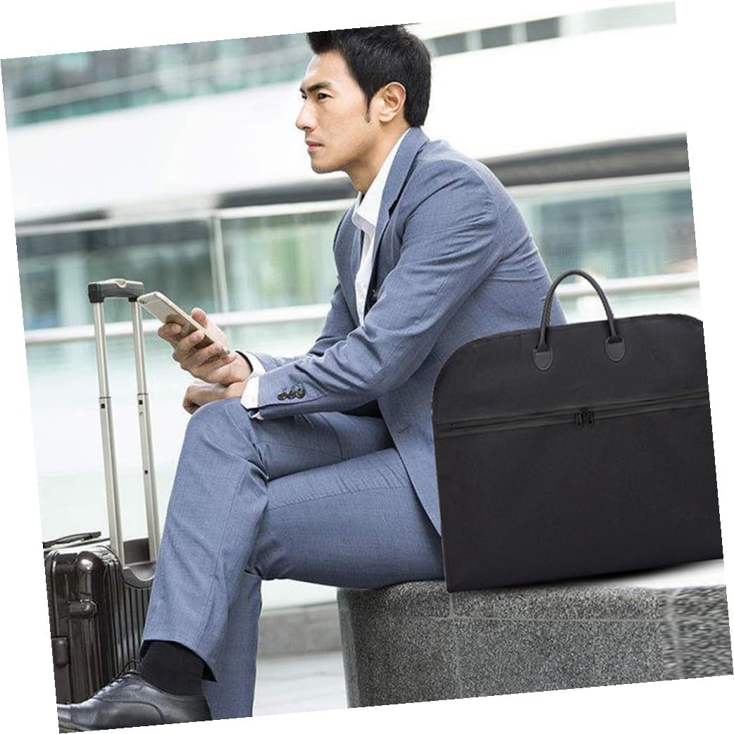 STOBAZA Bolsa Funda Protectora para Trajes de Tela Oxford Portátil Plegable Negra Ligera y Conveniente para Viajes y Negocios para Vestidos y Abrigos