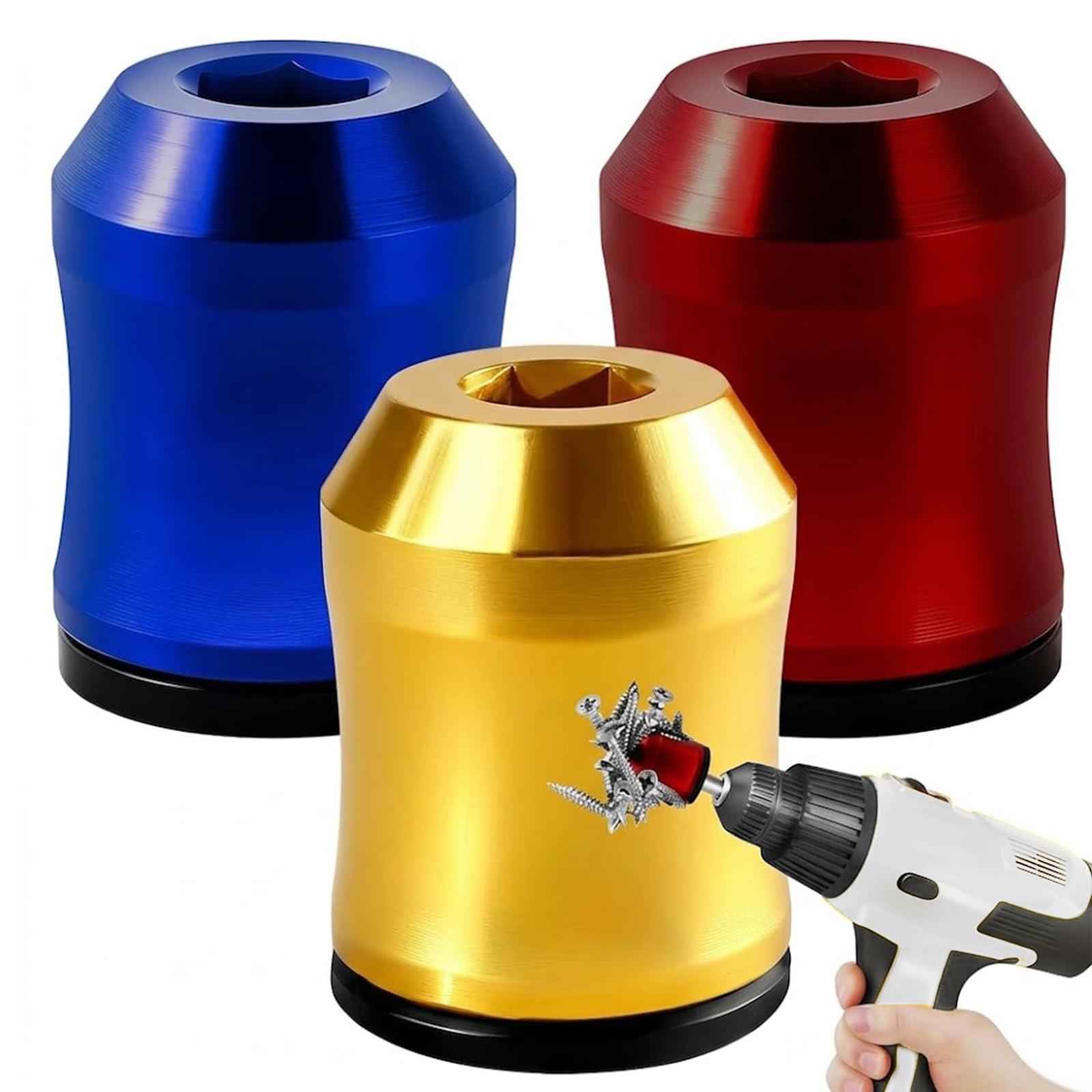 Ramasoul 3Pcs Screwdriver Head Magnetic Ring,Aluminum Alloy Strong Magnetic Screw Ring For 6.35Mm Screwdriver Bits,Universal Bit Holder For Hex Screwdrivers & Power Bits