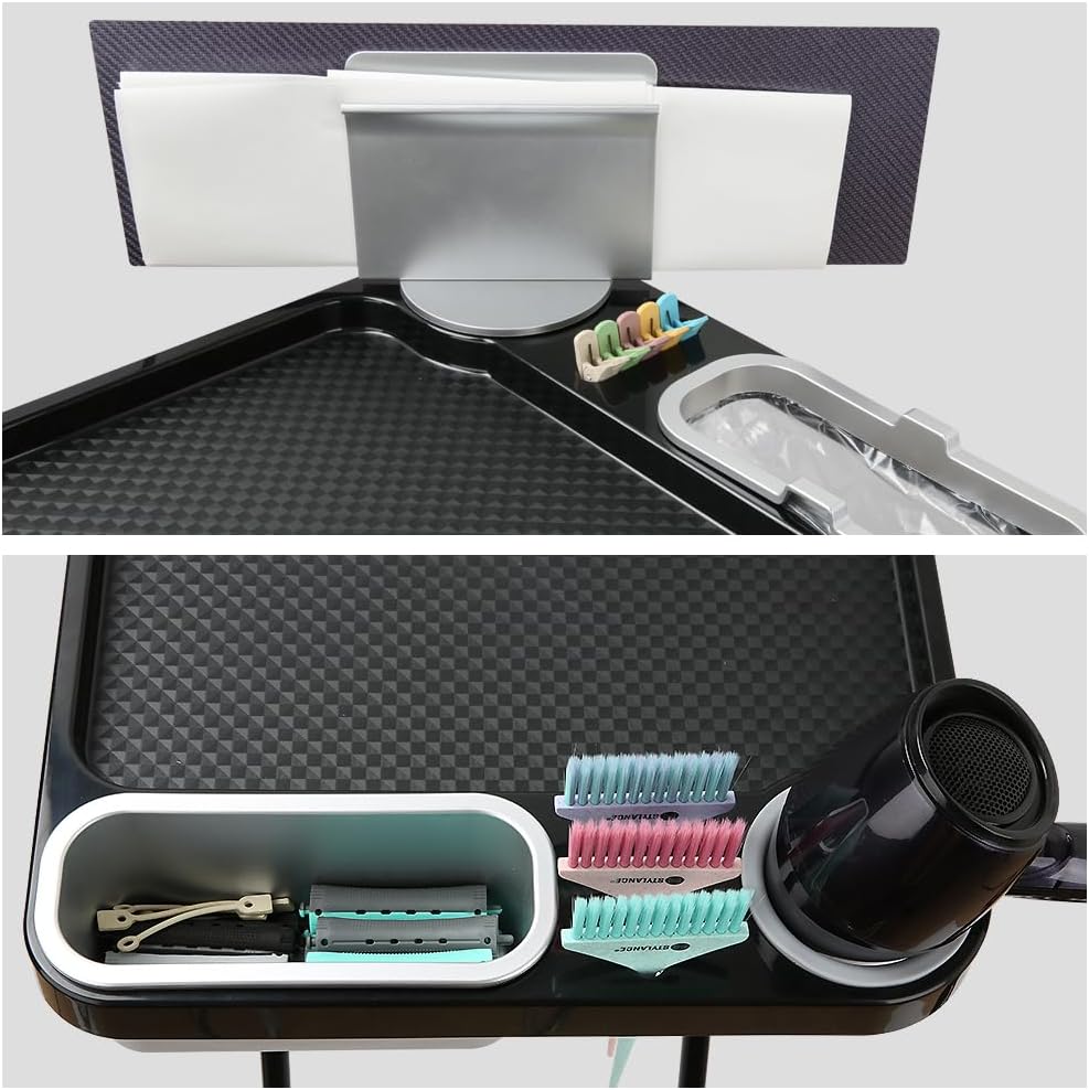 Folding Salon Tray, Folding Salon Rolling Tray, Color Tray for Hair Stylist, Esthetician,Tattoo, Beauty