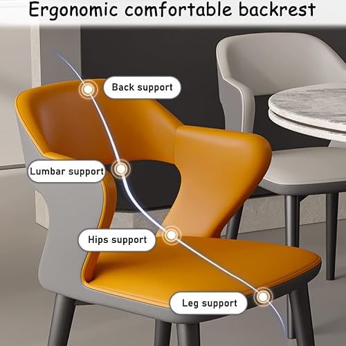 Miniatura 4 de YVYKFZD Leather Dining Chairs Set, Kitchen Chairs with Curved Back, Upholstered Dining Room Chair, Comfy Side Chair Lounge Armchair, for Living
