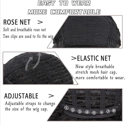 Daiaces Peruca masculina preta encaracolada dos anos 70 anos 80 peruca rocker xale encaracolado tain