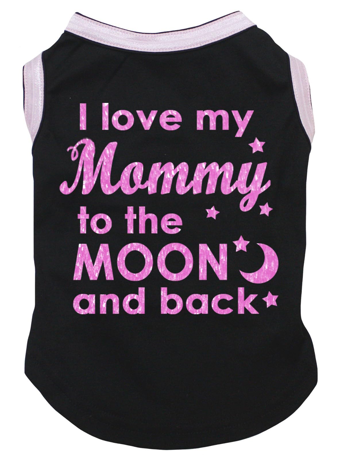 Petitebella I Love My Mommy to The Moon Puppy Dog Shirt (Black/Pink, Small)