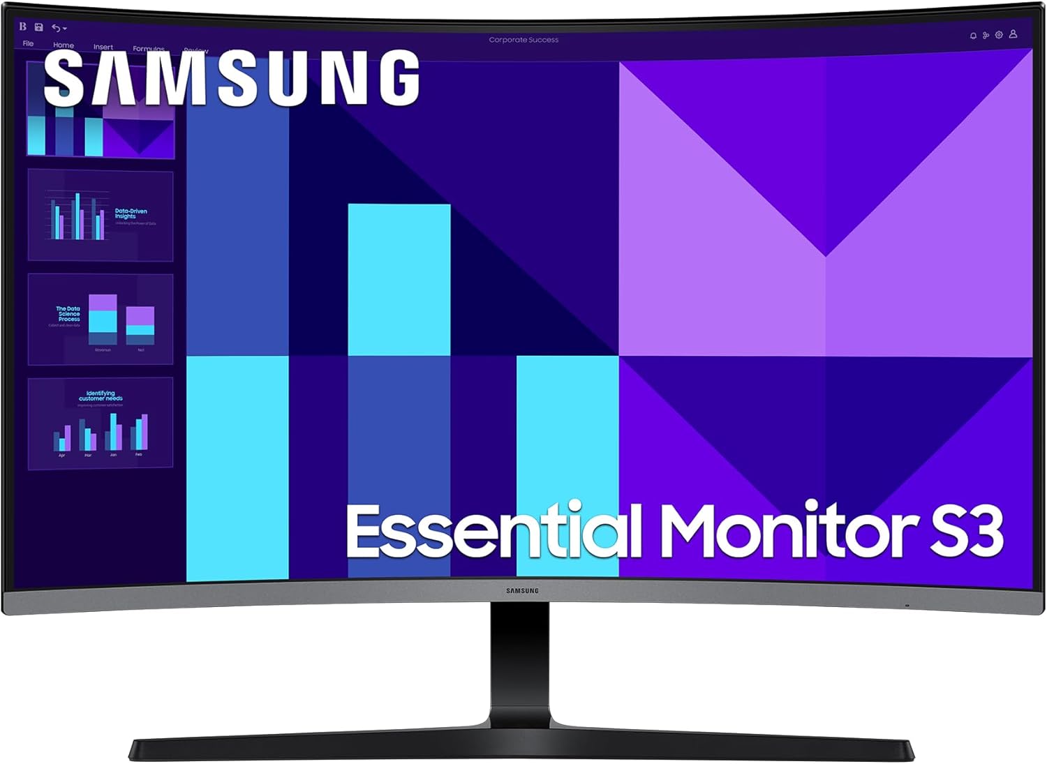 SAMSUNG 32 Inch Essential S3 S39GD, Full HD (1920 x 1080), Computer Monitor, PC Screen, 100Hz, 1800R Curved, Game Mode, Eye Saver Mode, LS32D396GAUXEN – Samsung product photo