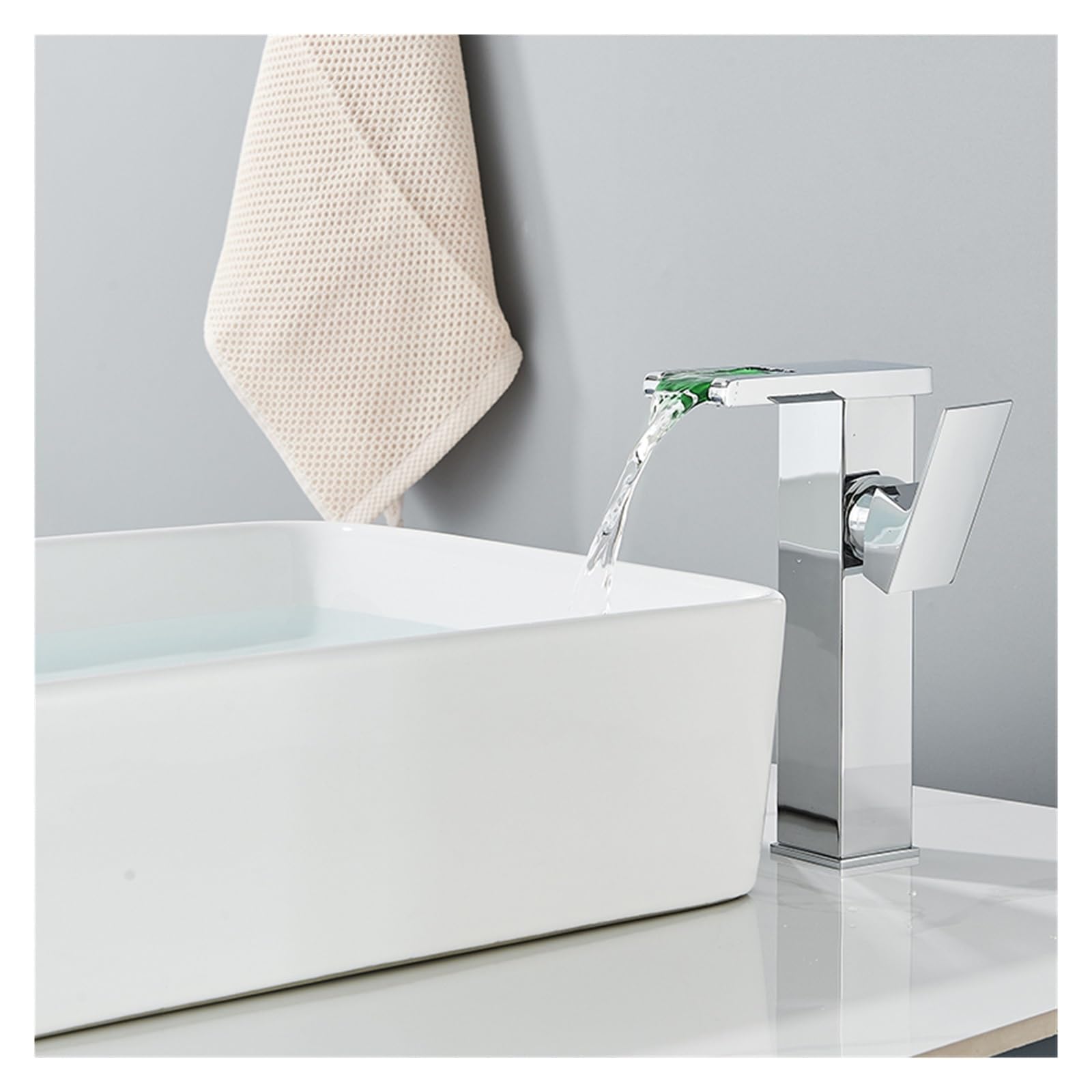 Grifo de lavabo elegante CXYWBD con acabado cromado brillante y flujo hidroeléctrico autónomo 8