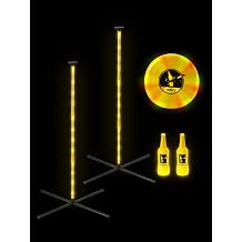 A11N SPORTS Light Up Bottle Bash Game Set, LED Toss Set with Color-Changing 10.5" Disc & 2 Glowing Poles, Indoor & Outdoor Night Game