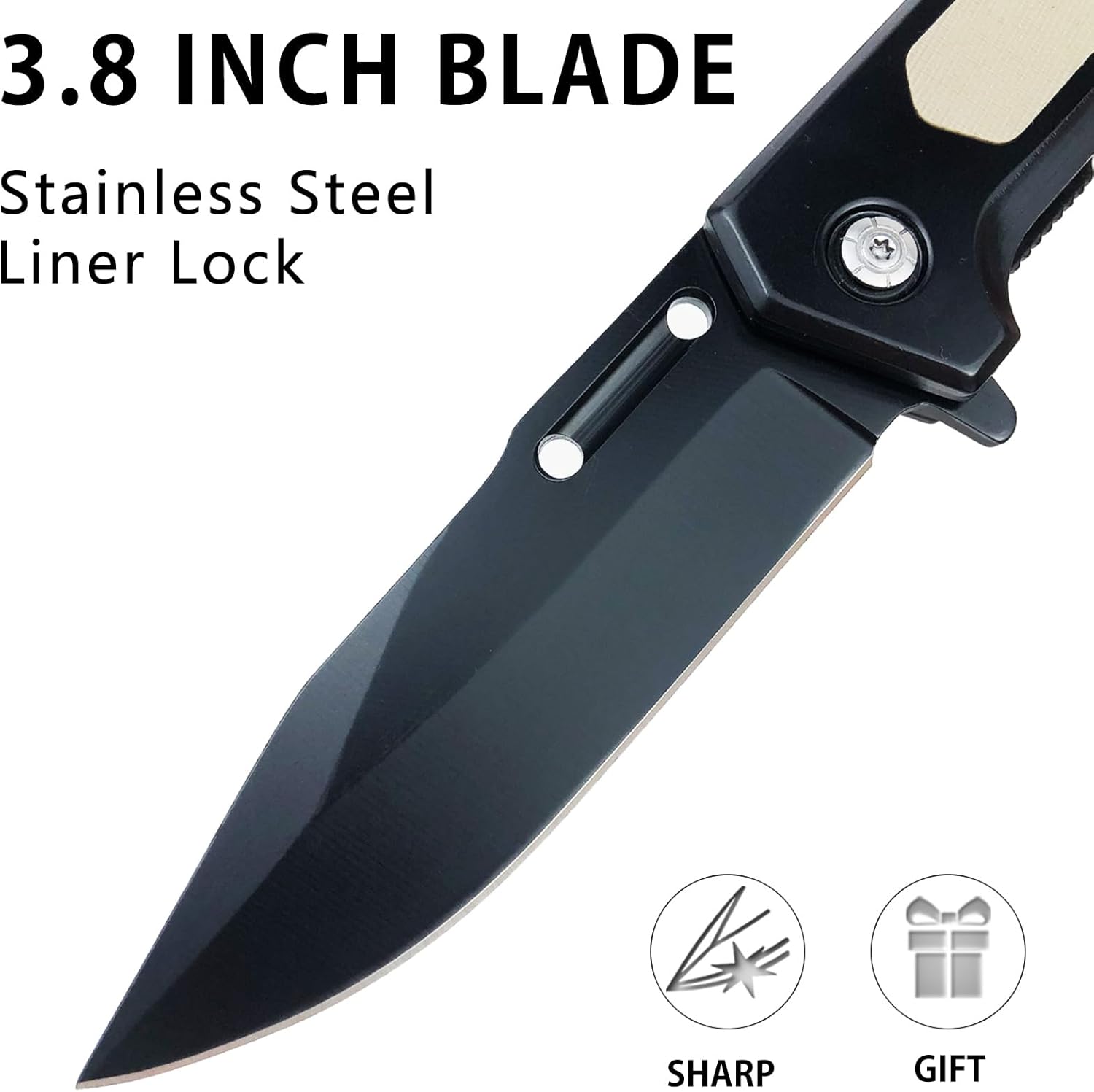 DA316 Pocket Knife, Pocket Folding Knife with Glass Breaker & Seatbelt Cutter, Pocket Knife for Men with Liner Lock, Survival Knife for Rescue