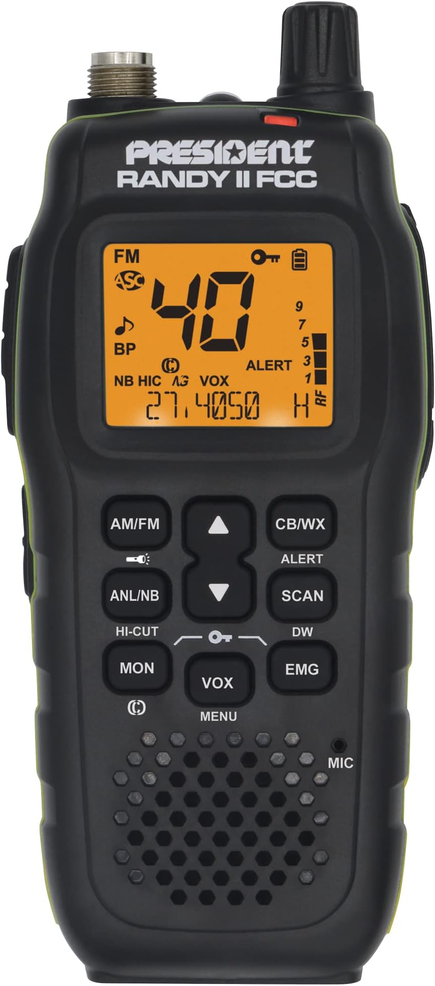 President Randy II FCC - First FCC Approved AM/FM Handheld CB Radio with NOAA Weather Channel, ANL Filter, ASC, Scan Skip, VOX Built-in, 7-Color LCD Dispplay